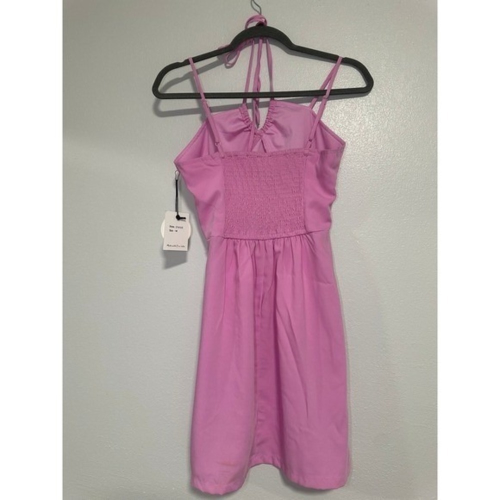 Joysya Pink Smocked Halter Neck Mini Dress Size M - Picture 4 of 7